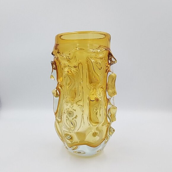 1960s Luxury Hancrafted Sculpture Vase in Glass By Jan Beranek for Skrdlovice . - Picture 6 of 9